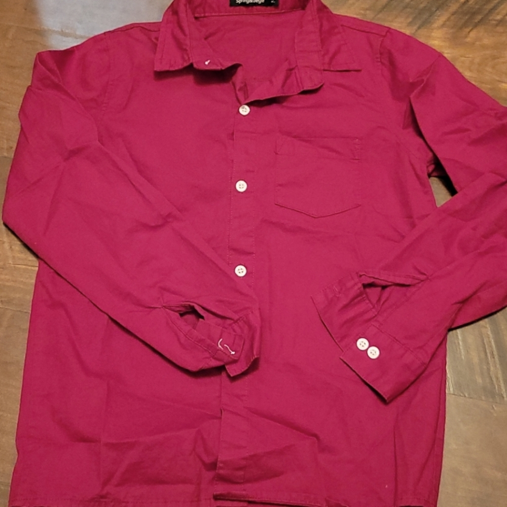 Boys size 7-8 Maroon Long Sleeve Button Up